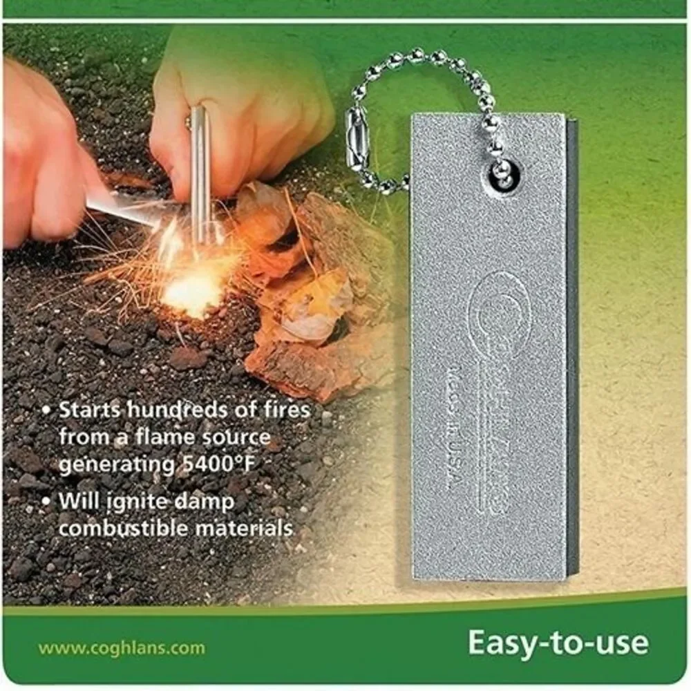 Coghlans Magnesium Fire Starter striker blade included starts hundreds of fires